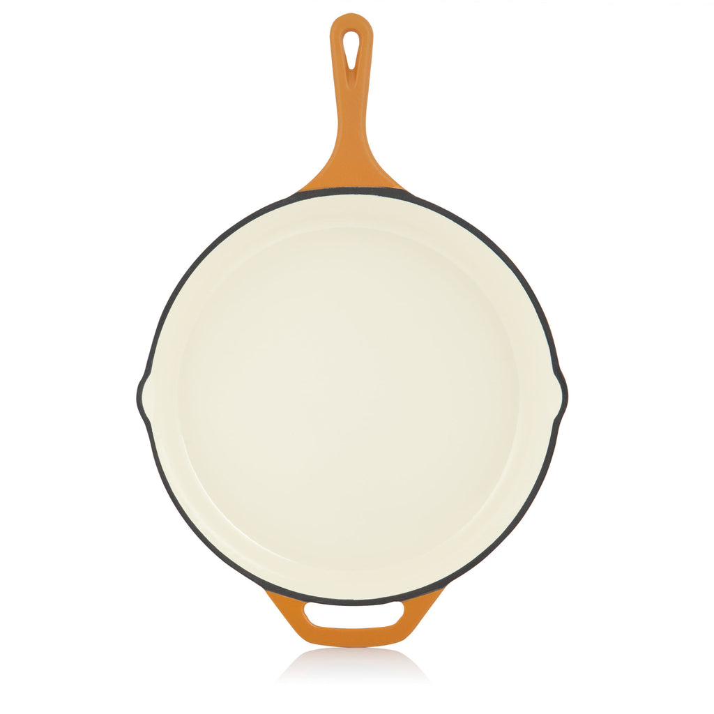 Cast iron pan, enamelled, Ø 29.5 cm, two spouts, including lid