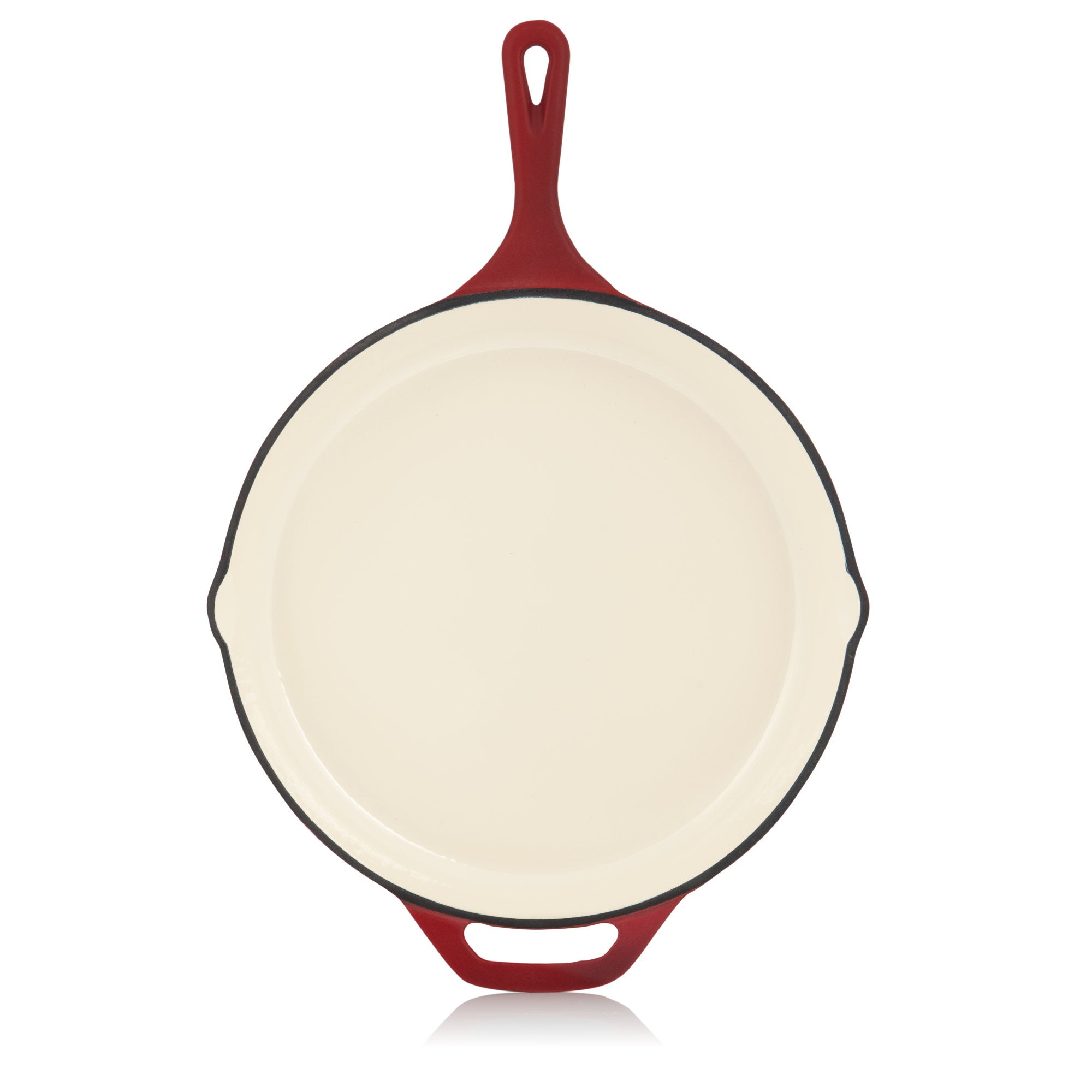 Cast iron pan, enamelled, Ø 29.5 cm, two spouts, including lid