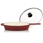 Batterie de cuisine 3 pièces en fonte émaillée, avec couvercle.