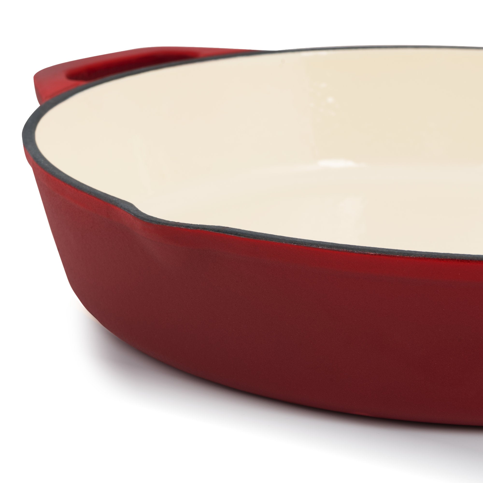 Cast iron pan, enamelled, Ø 29.5 cm, two spouts, including lid