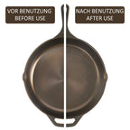 Gusseisenpfanne, poliert, zwei Ausgießer, inkl. Deckel