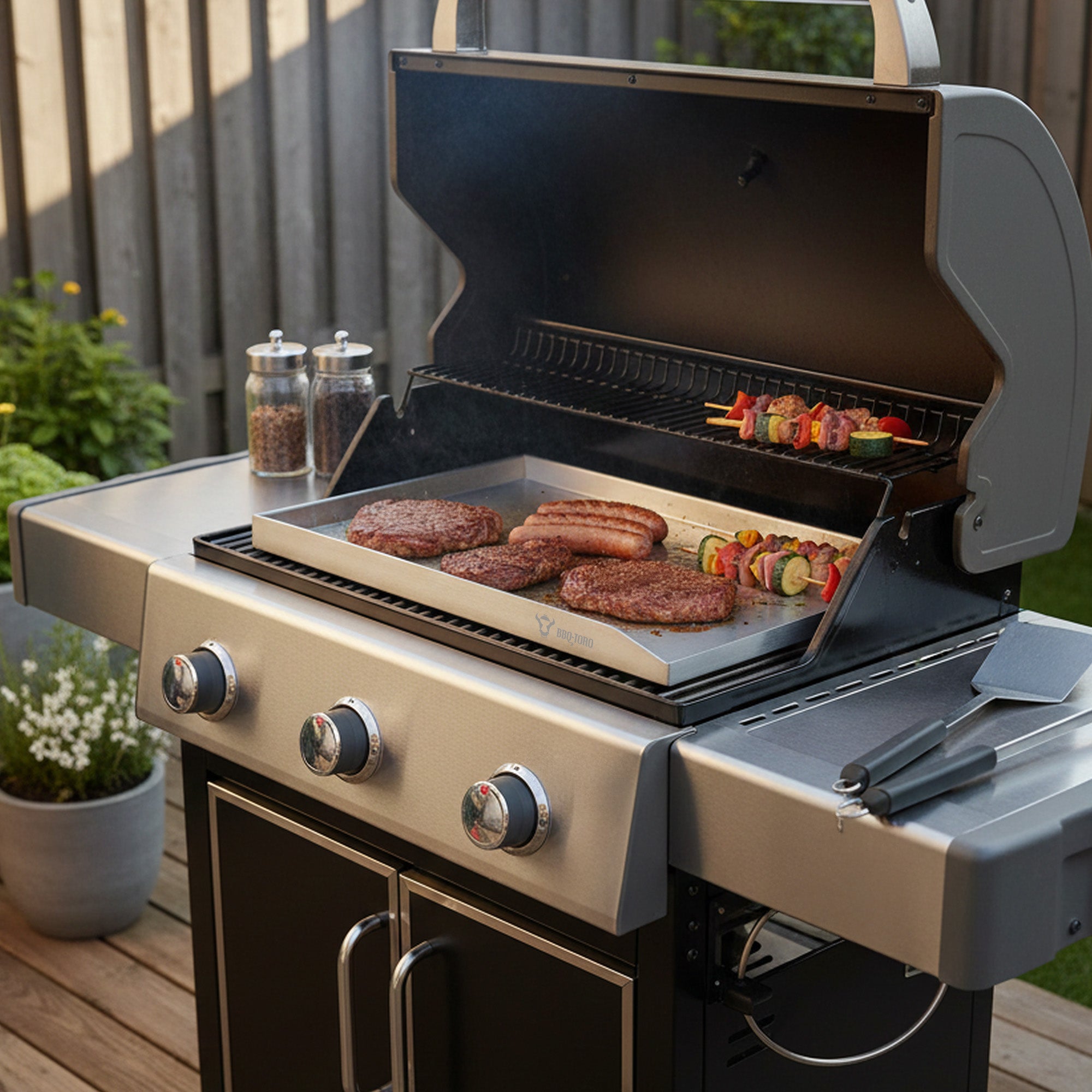 Plancha, acier inoxydable, plateau de cuisson