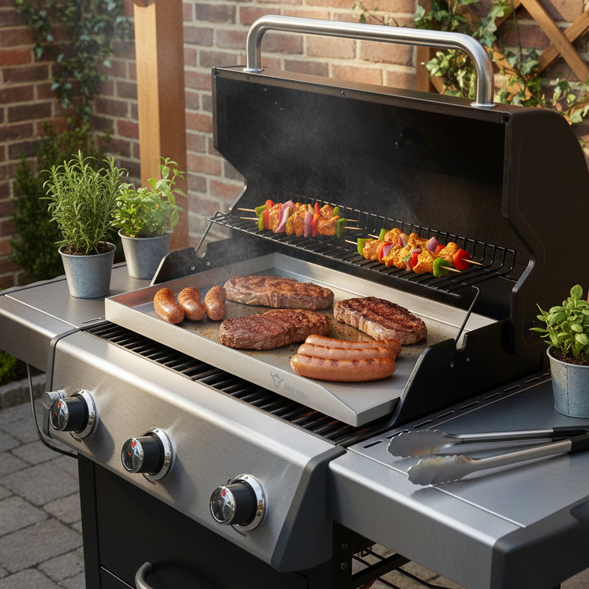 Plancha, acier inoxydable, plateau de cuisson