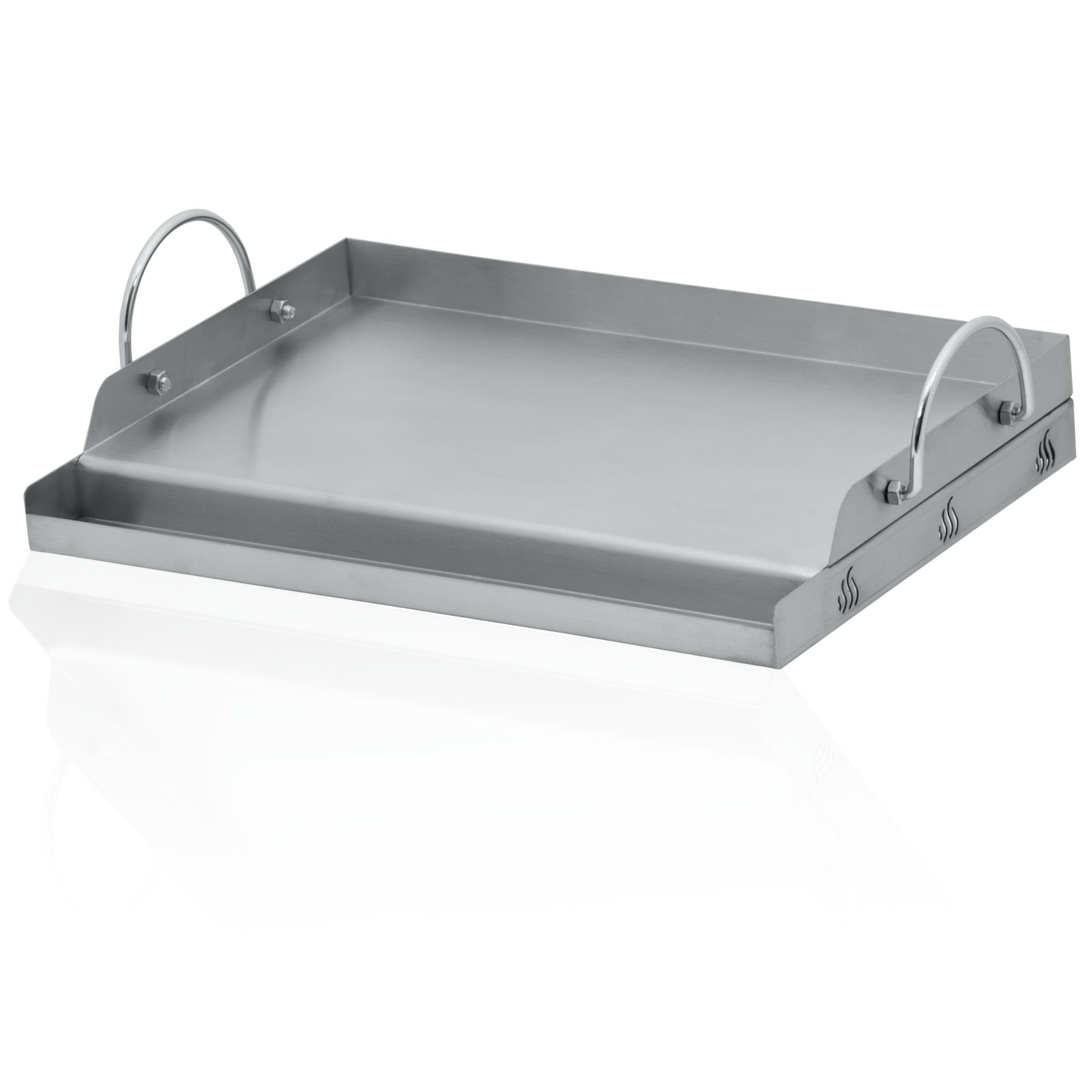 Plancha en acier inoxydable, avec poignées et égouttoir