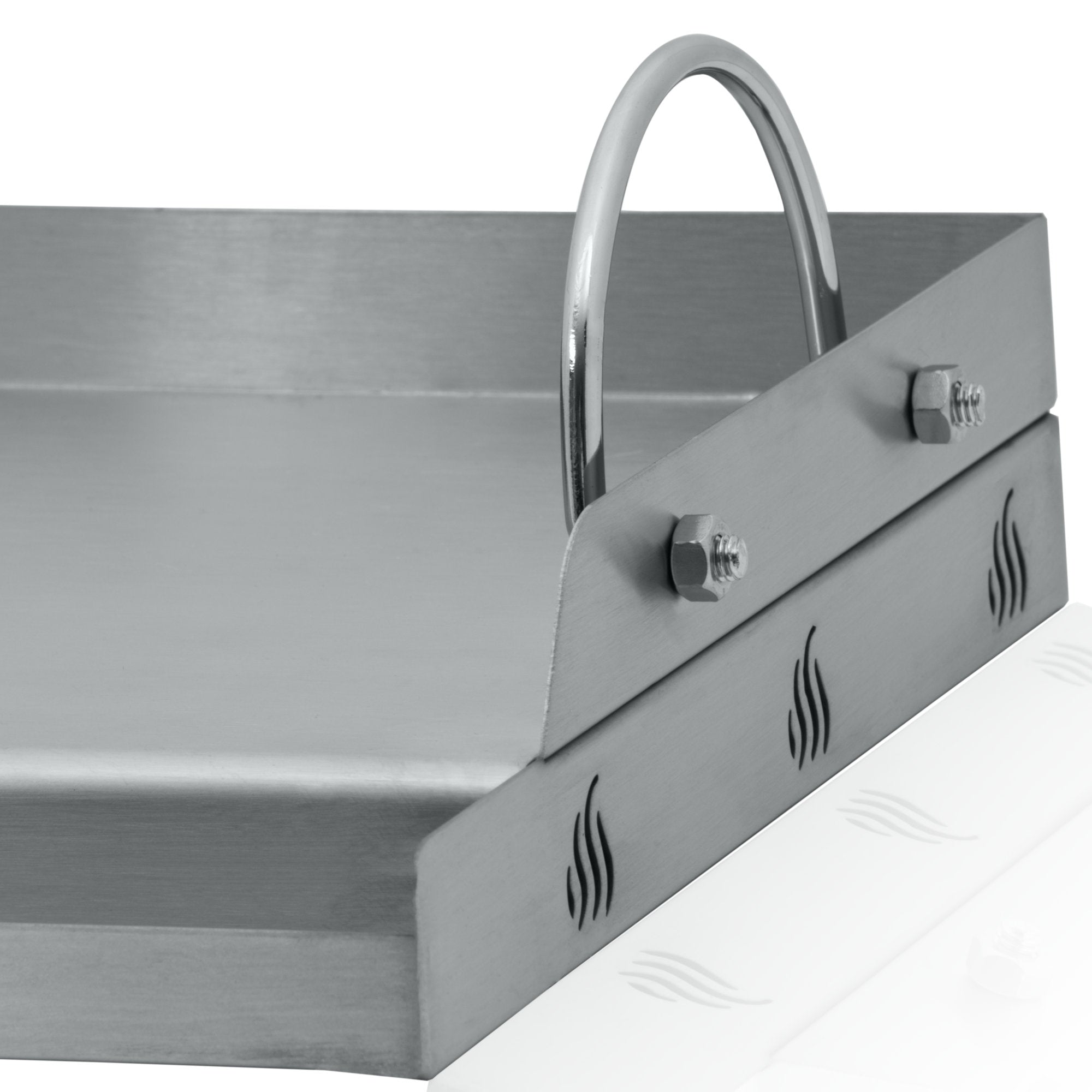 Plancha en acier inoxydable, avec poignées et égouttoir