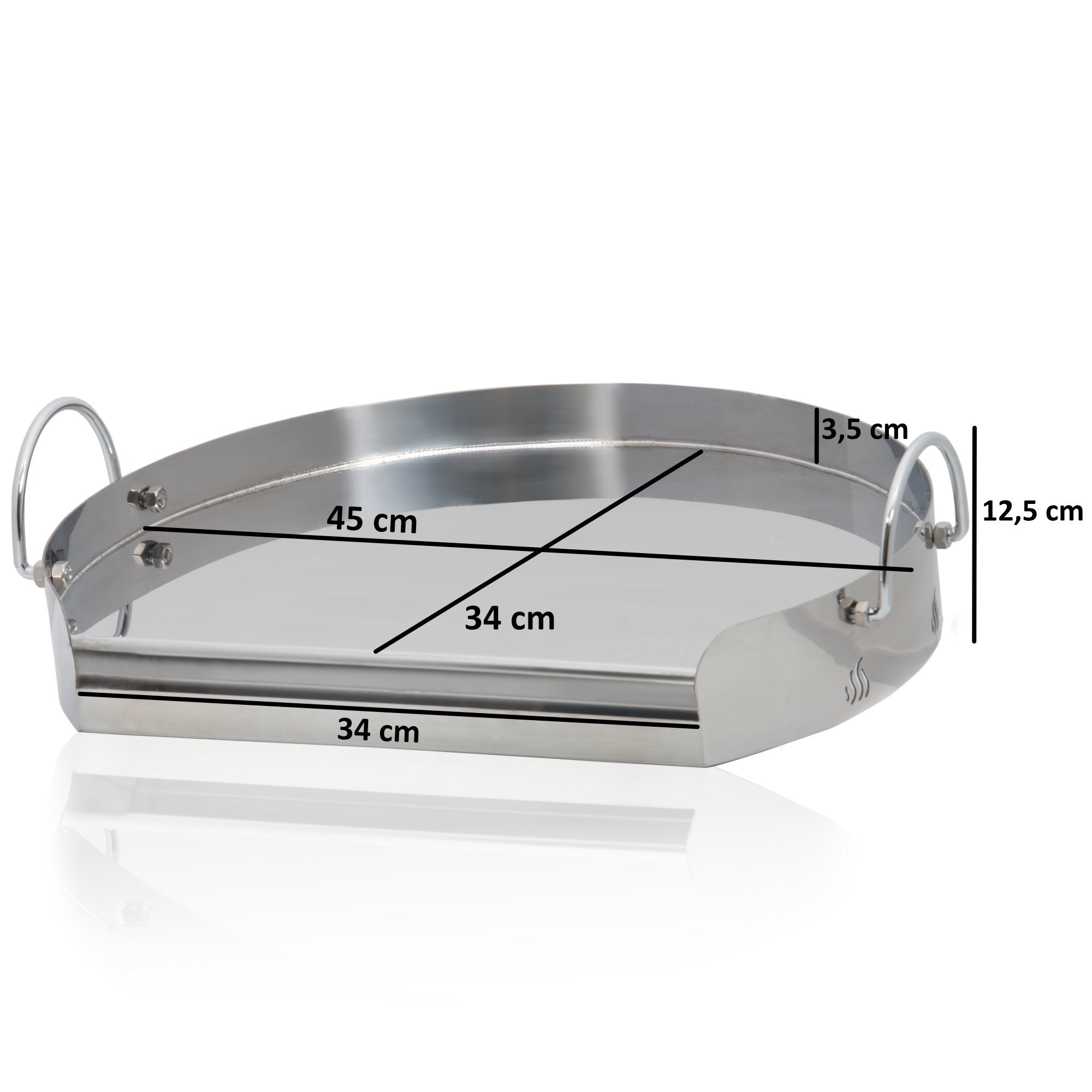 Plancha, Ø 55 cm, acier inoxydable, idéale pour les barbecues à charbon de 57 cm