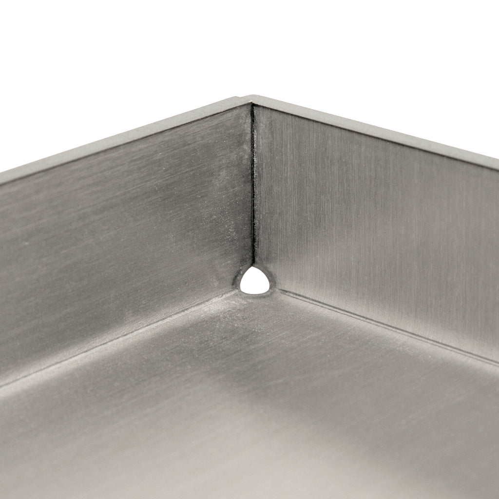 Plancha en inox avec égouttoir d'angle et plateau de cuisson