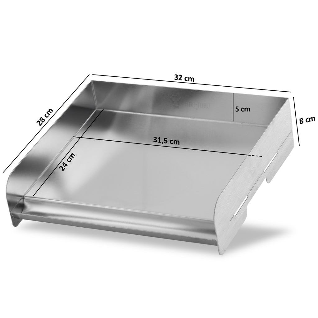 Plancha, Edelstahl, inkl. Spachtel und Ablaufrinne, Grillschale