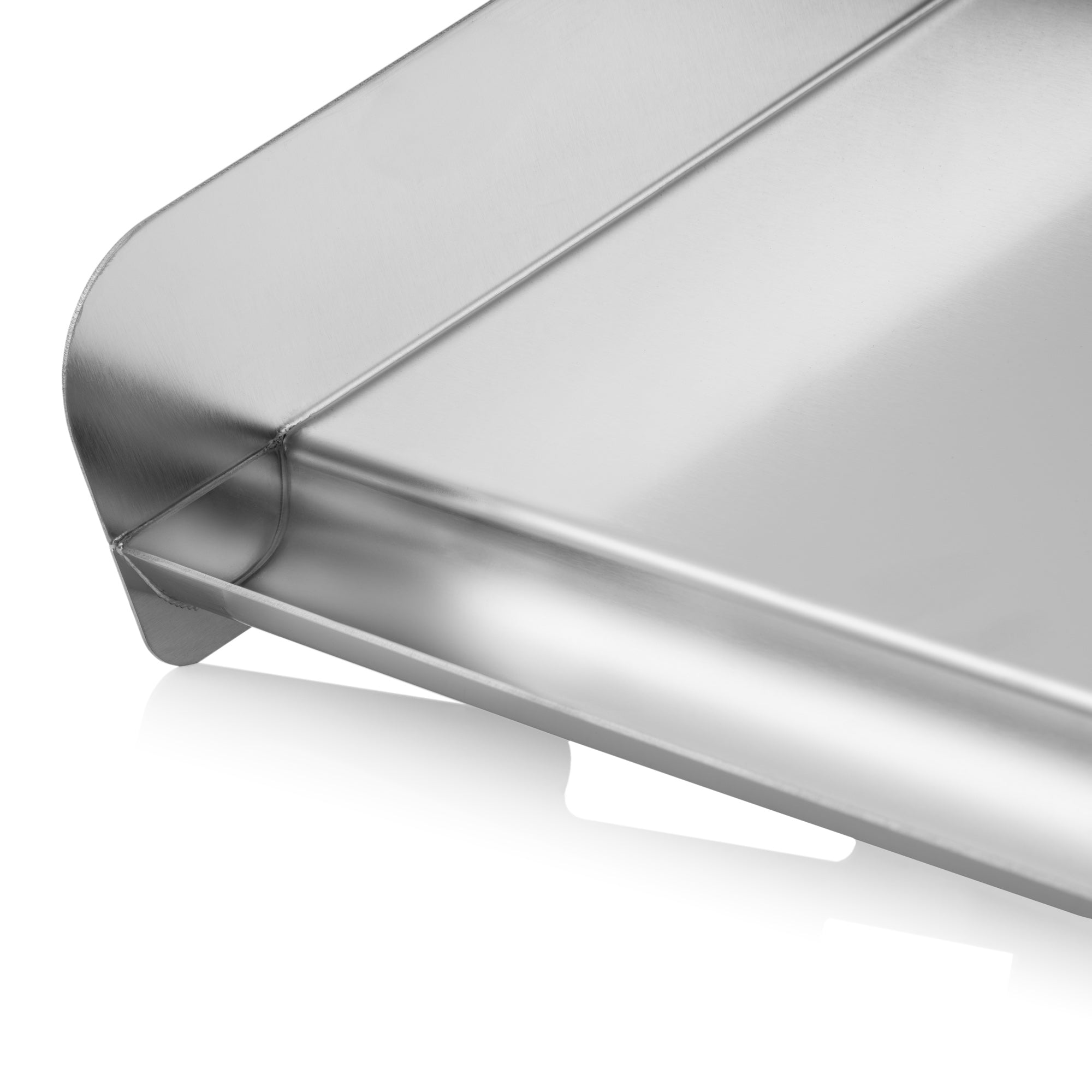 Plancha en acier inoxydable, comprenant spatule et rigole d'égouttage, plateau de cuisson