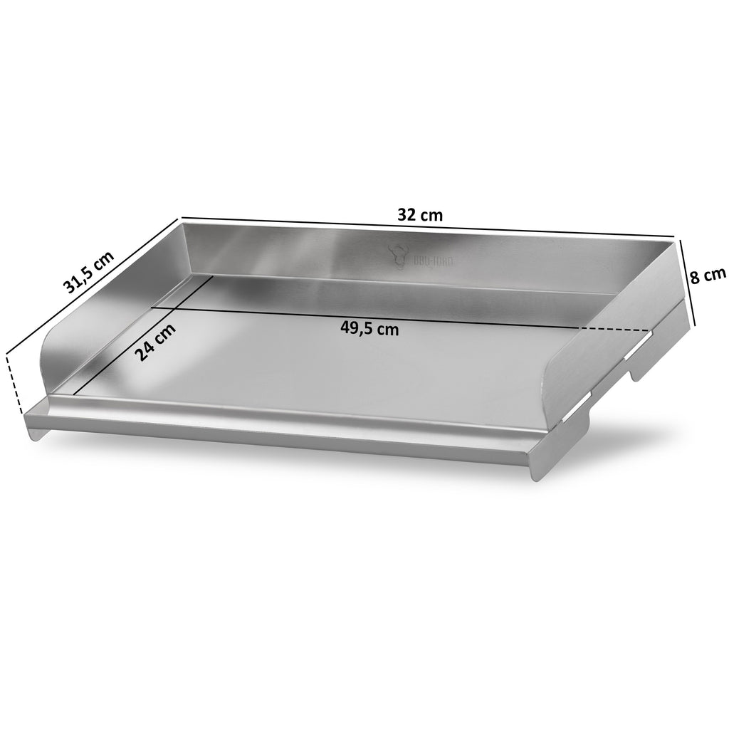Plancha, Edelstahl, inkl. Spachtel und Ablaufrinne, Grillschale