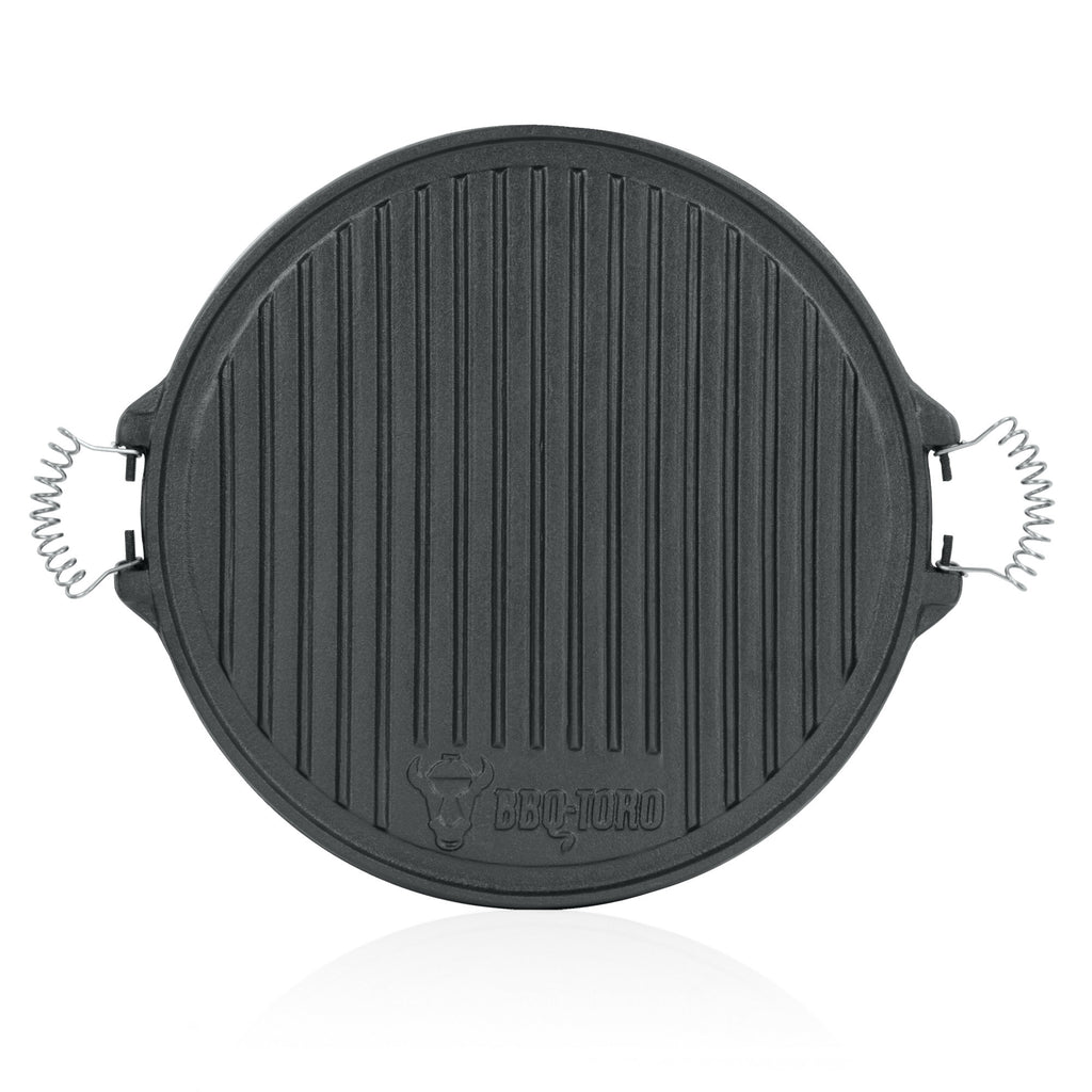 Reversible plate, cast iron, enamelled, with handles