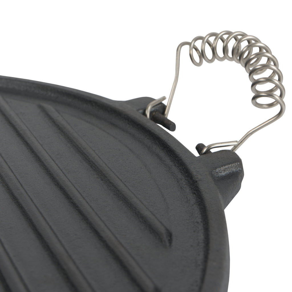 Reversible plate, cast iron, enamelled, with handles