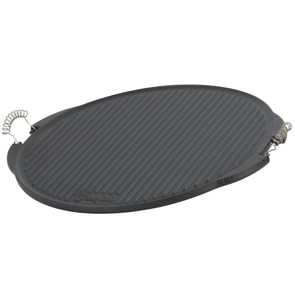 Reversible plate, cast iron, enamelled, with handles