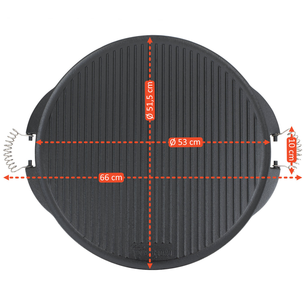 Reversible plate, cast iron, enamelled, with handles