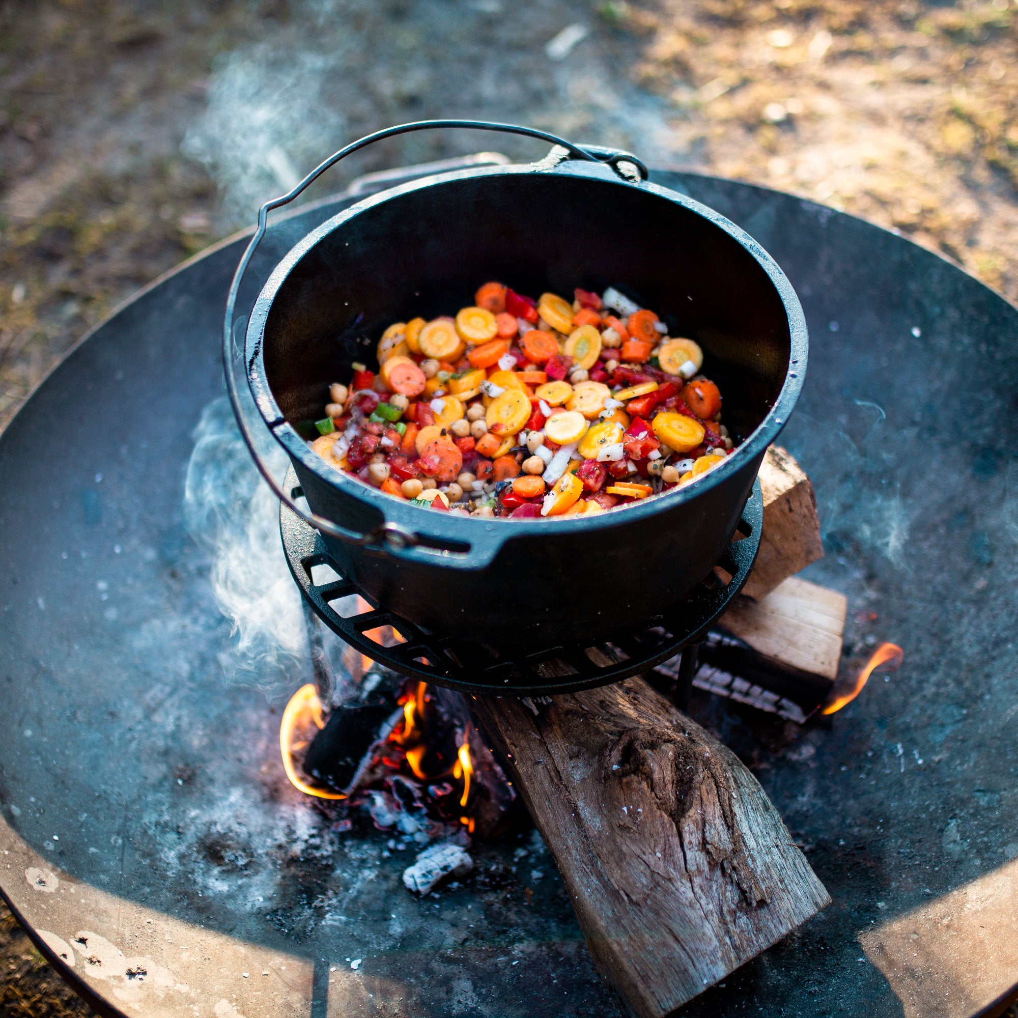 Grille de barbecue en fonte, à 3 pieds, ronde