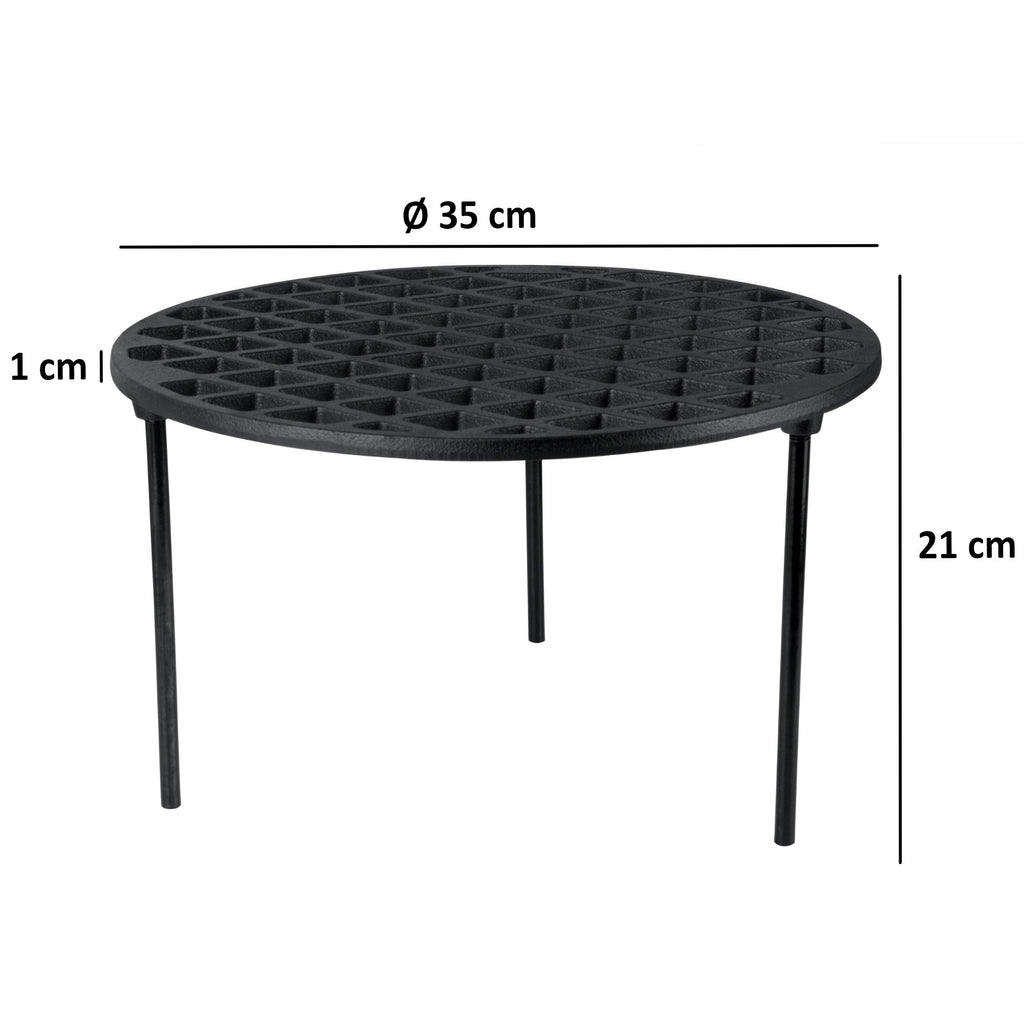 Grille de barbecue en fonte, à 3 pieds, ronde