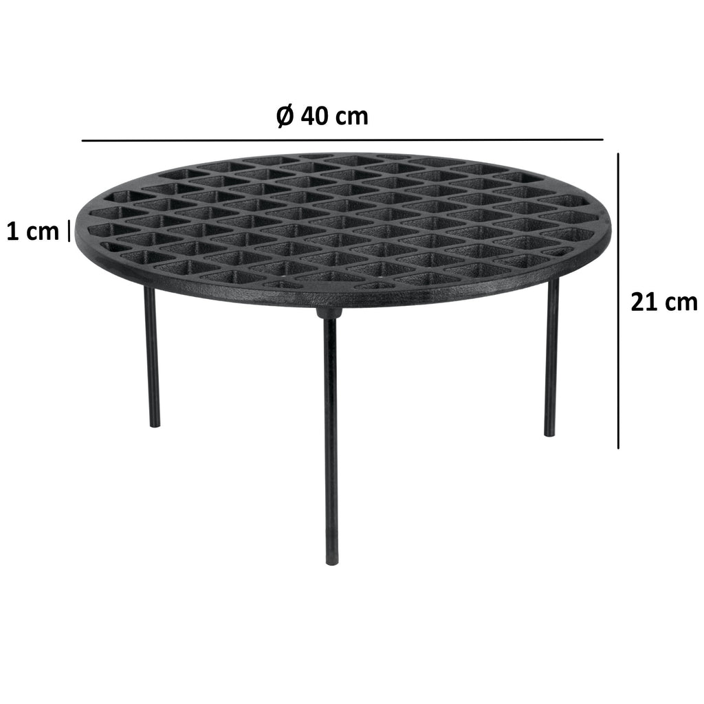 Grille de barbecue en fonte, à 3 pieds, ronde