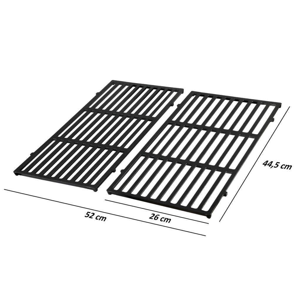 Grille de barbecue, lot de 2, en fonte