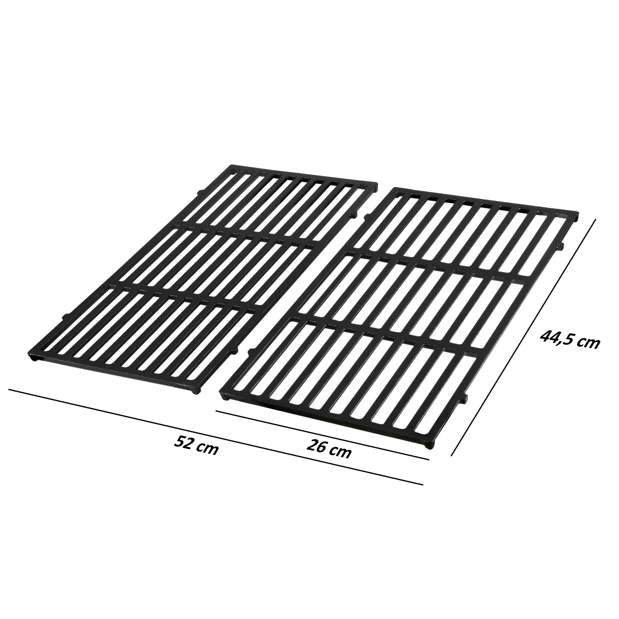 Grille de barbecue, lot de 2, en fonte
