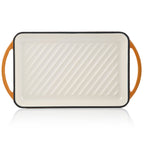 Plaque de cuisson, 39,5 x 22 x 3,5 cm, en fonte émaillée, avec deux poignées