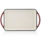 Plaque de cuisson, 39,5 x 22 x 3,5 cm, en fonte émaillée, avec deux poignées