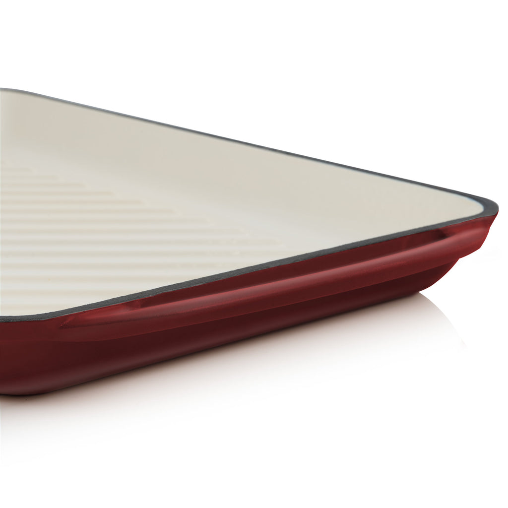 Griddle plate, 39.5 x 22 x 3.5 cm, cast iron, enamelled, including two handles