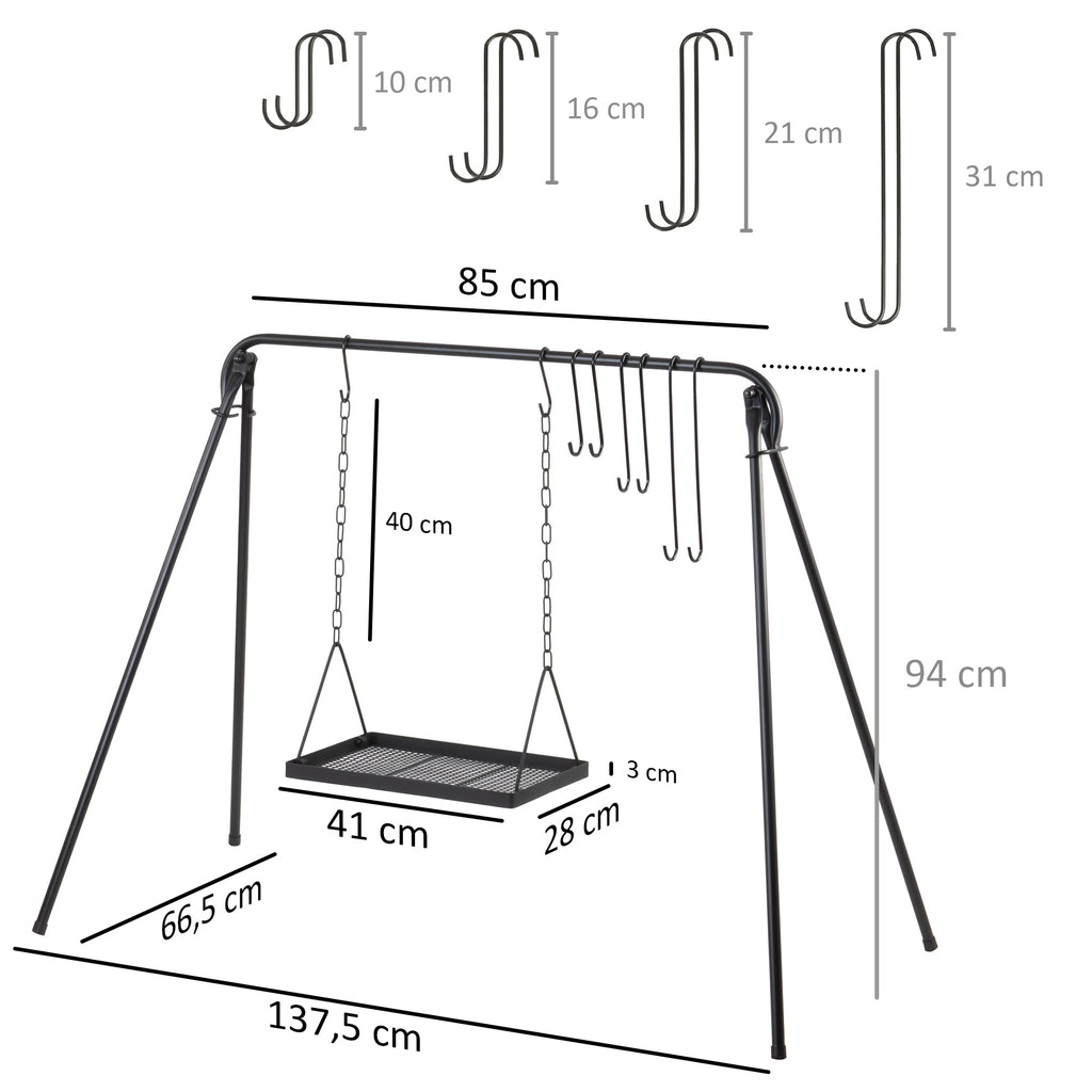 Grill swing set, 10 pieces, including 8 hooks