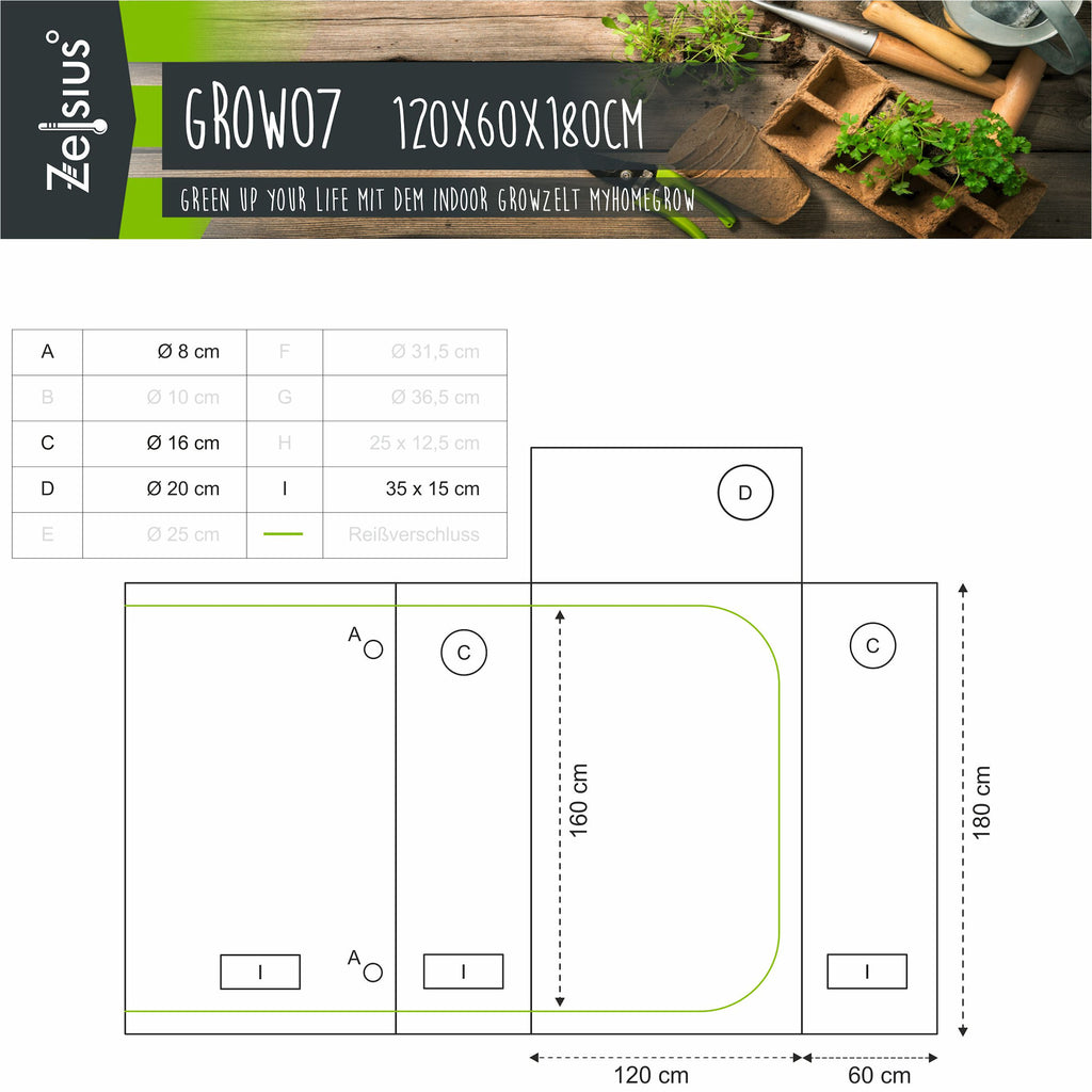 grow tent 120 x 60 x 180 Grow tent, 120 x 60 x 180 cm, indoor plant cultivation – CS-Trading