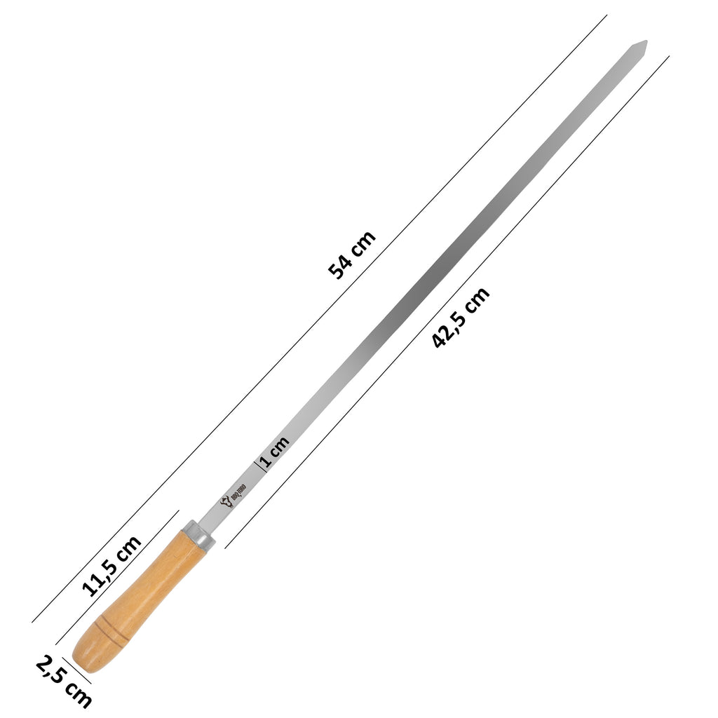 Brochettes pour barbecue, lot de 10, en acier inoxydable, avec manche en bois