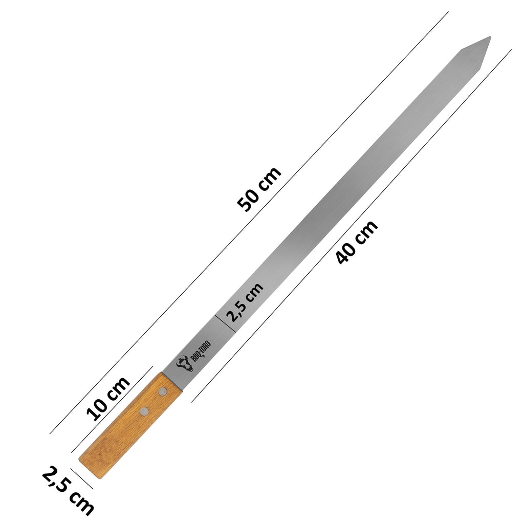 Brochettes pour barbecue, lot de 10, en acier inoxydable, avec manche en bois