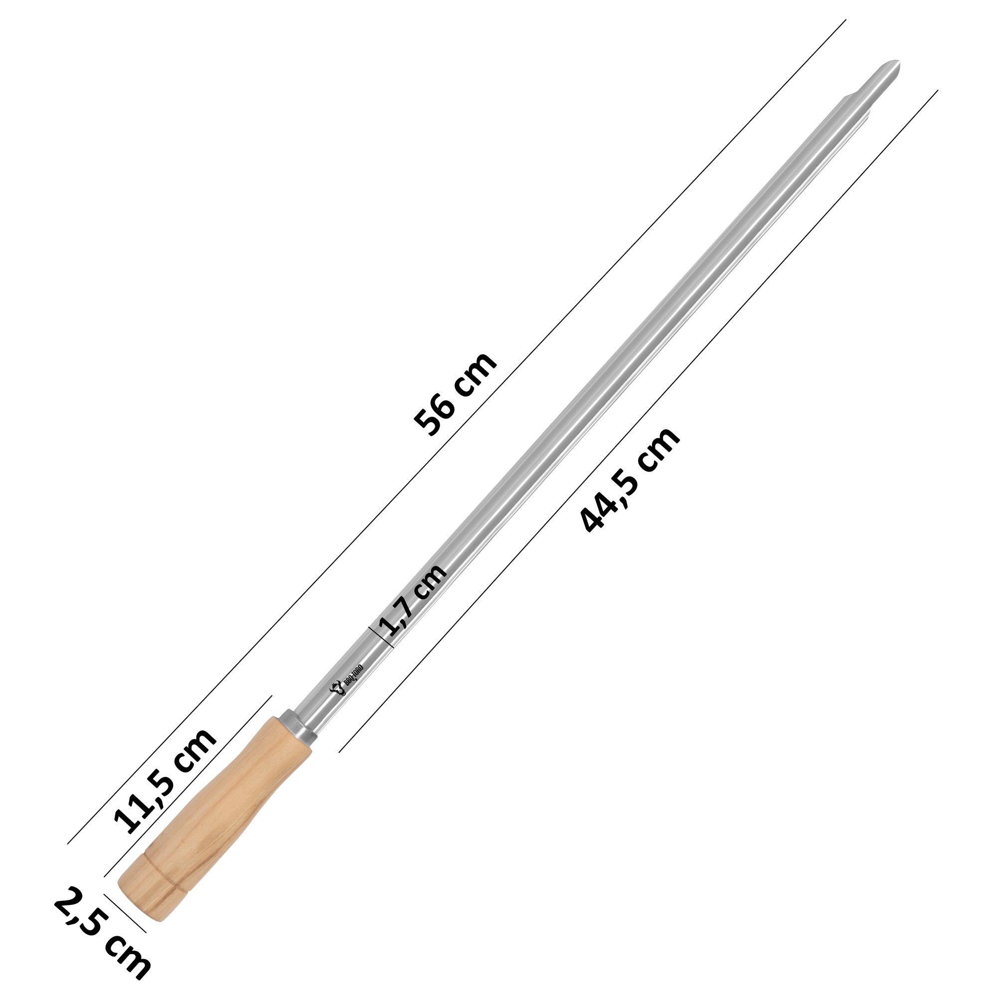 Brochettes pour barbecue, lot de 10, en acier inoxydable, avec manche en bois