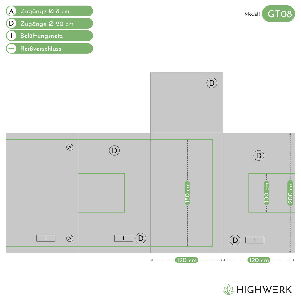 Grow tent, 120 x 120 x 200 cm, indoor plant cultivation