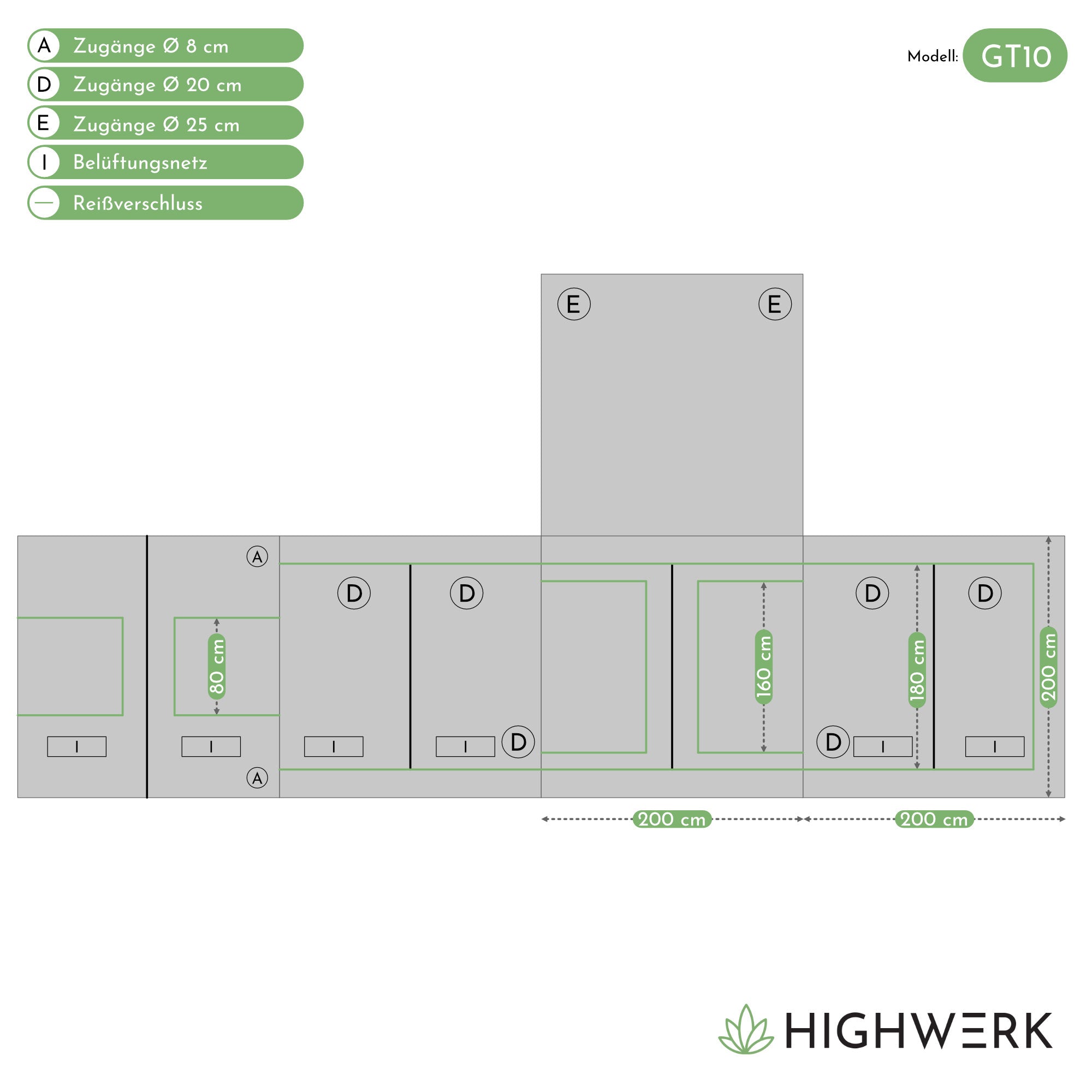 Zuchtzelt, 200 x 200 x 200 cm, Pflanzenzucht Indoor