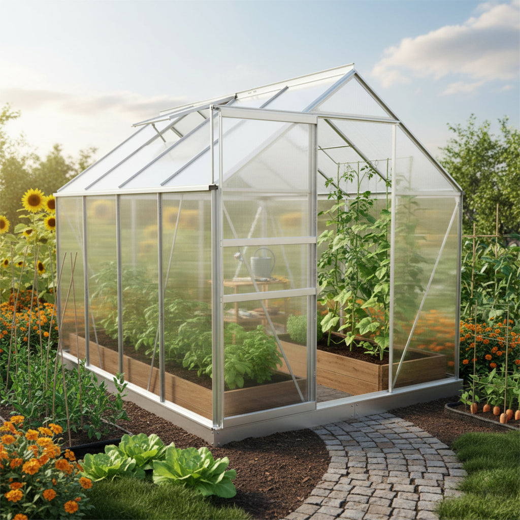 Serre, 250 x 190 cm, panneaux de 6 mm, 4,75 m², aluminium