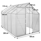 Greenhouse, 250 x 190 cm, 6 mm panels, 4.75 m², aluminum