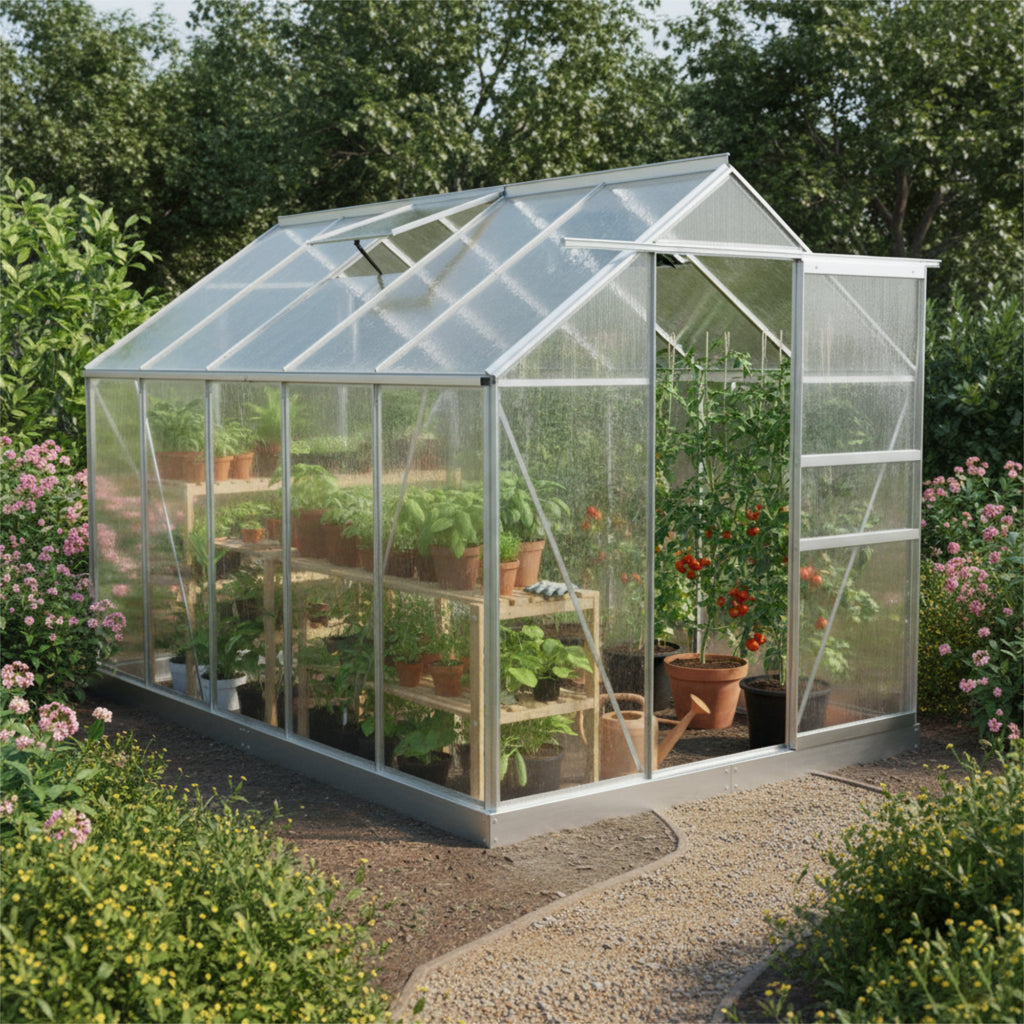 Serre, 310 x 190 cm, panneaux de 6 mm, env. 5,90 m², aluminium