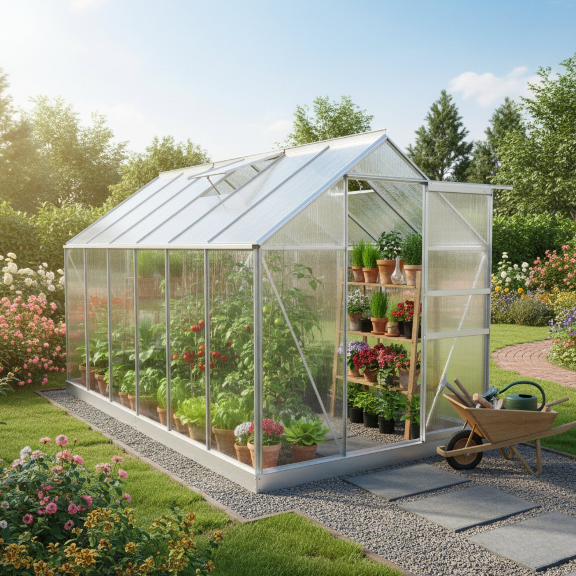 Serre, 380 x 190 cm, panneaux de 6 mm, 7,22 m², aluminium