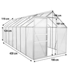 Greenhouse, 430 x 190 cm, 6 mm panels, 8.17 m², aluminum