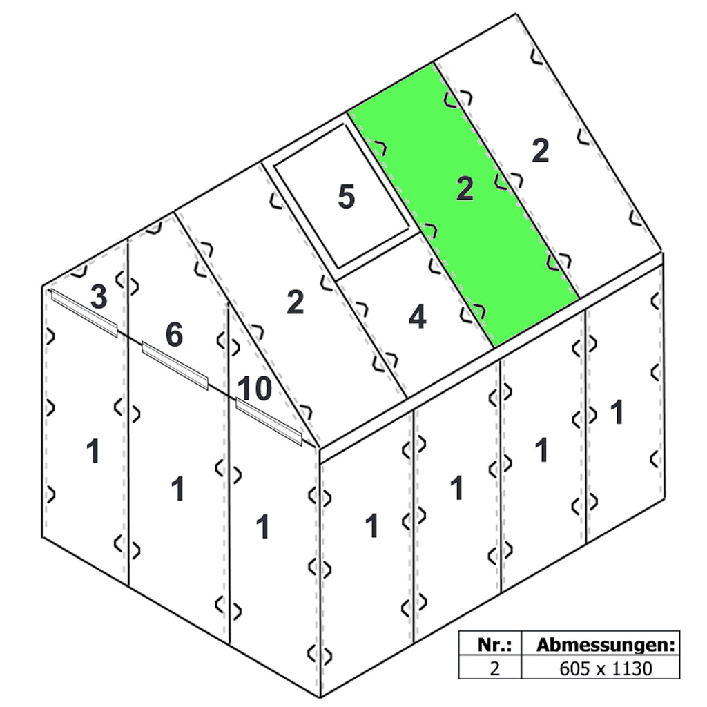 Hohlkammerstegplatte, 6 mm, 113 x 60,5 cm, Ersatzplatte #2