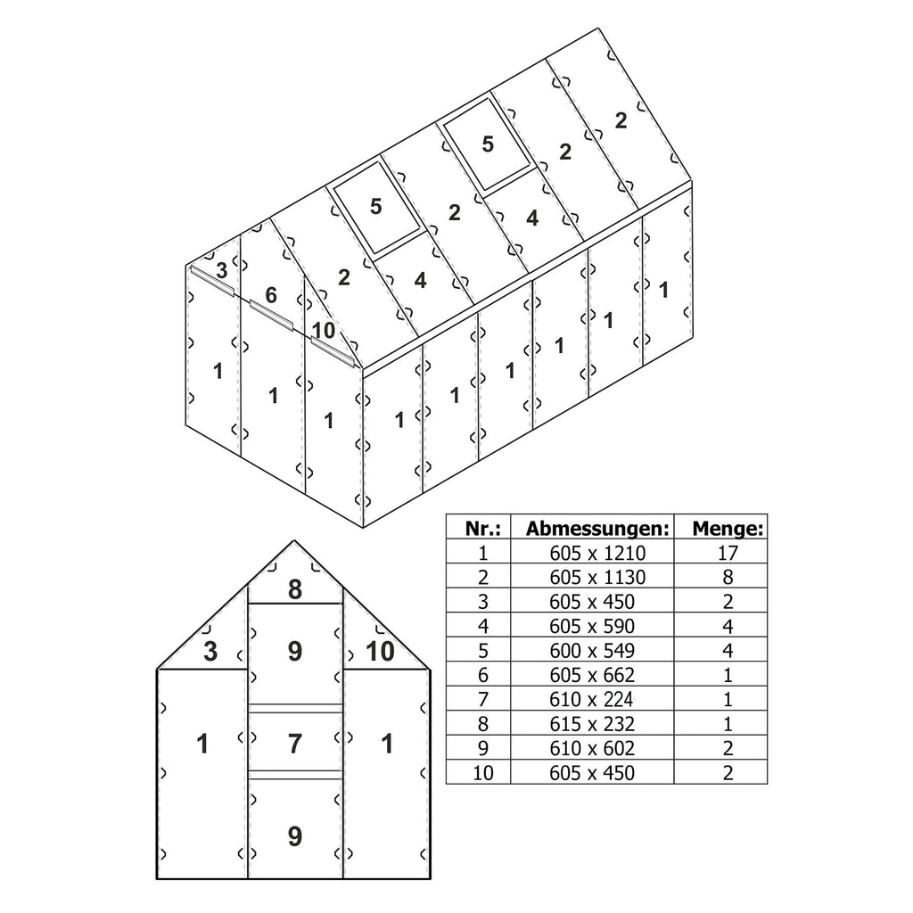 Plaques de polycarbonate alvéolaire, lot de 42, 6 mm, plaques de remplacement