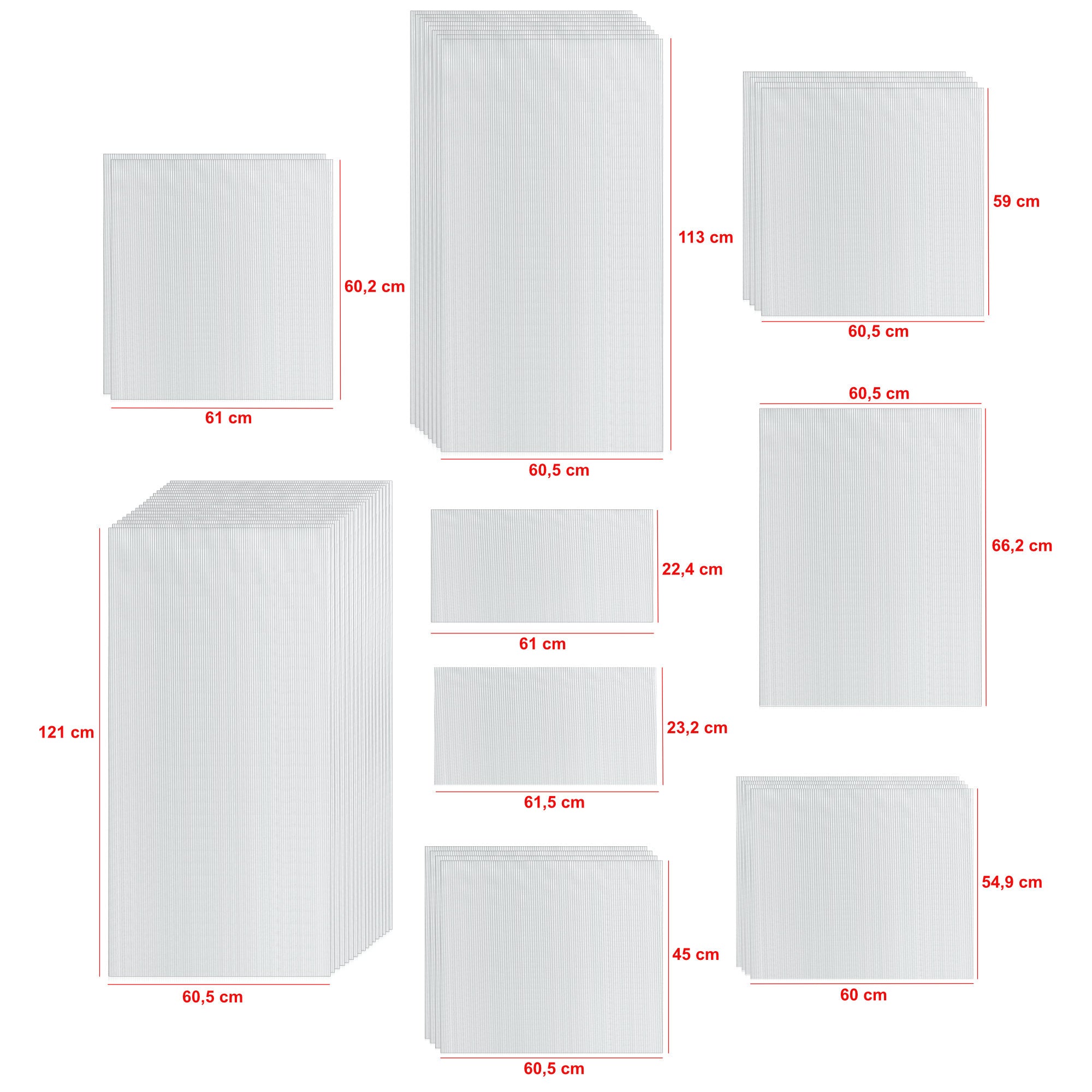 Plaques de polycarbonate alvéolaire, lot de 46, 6 mm, plaques de remplacement