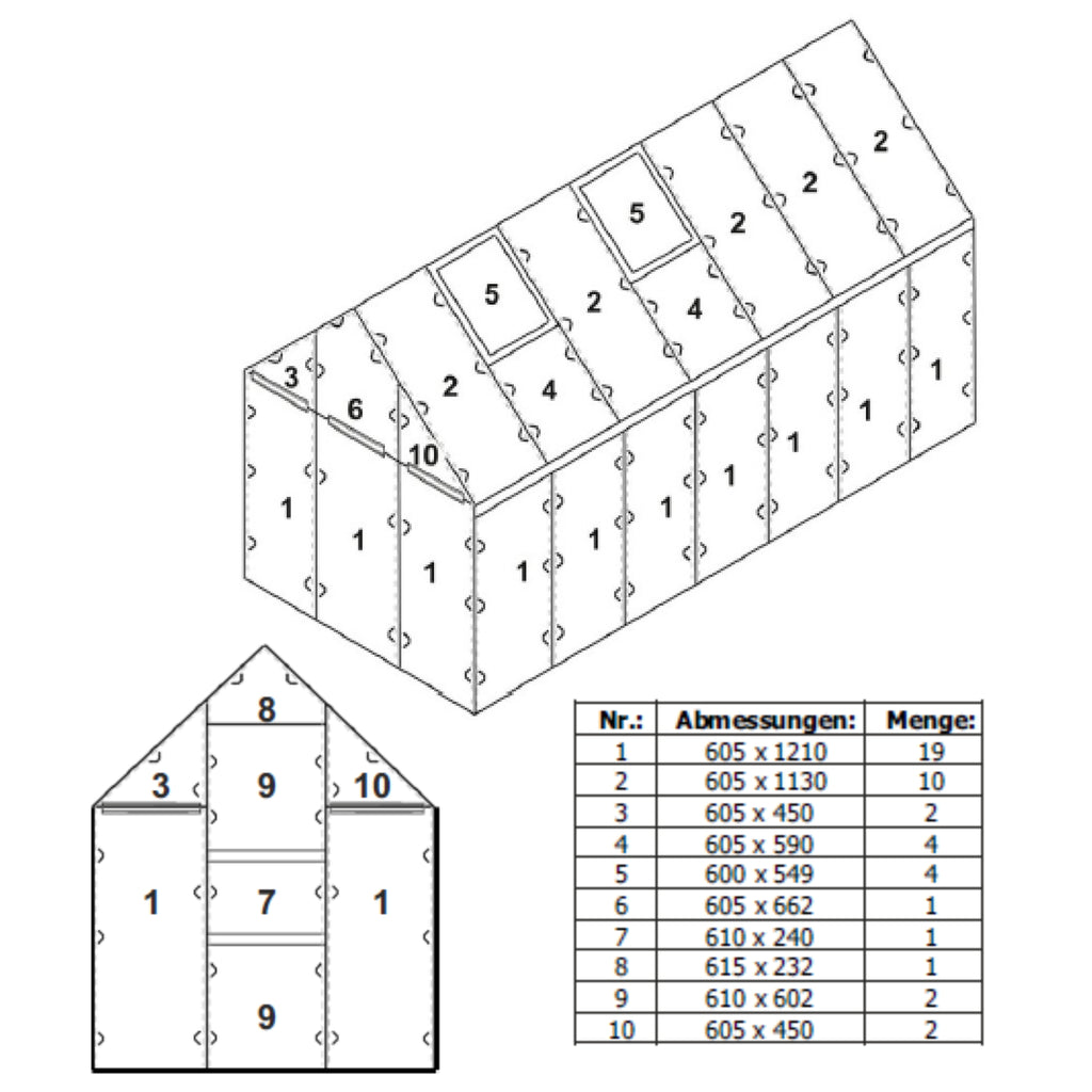 Plaques de polycarbonate alvéolaire, lot de 46, 6 mm, plaques de remplacement