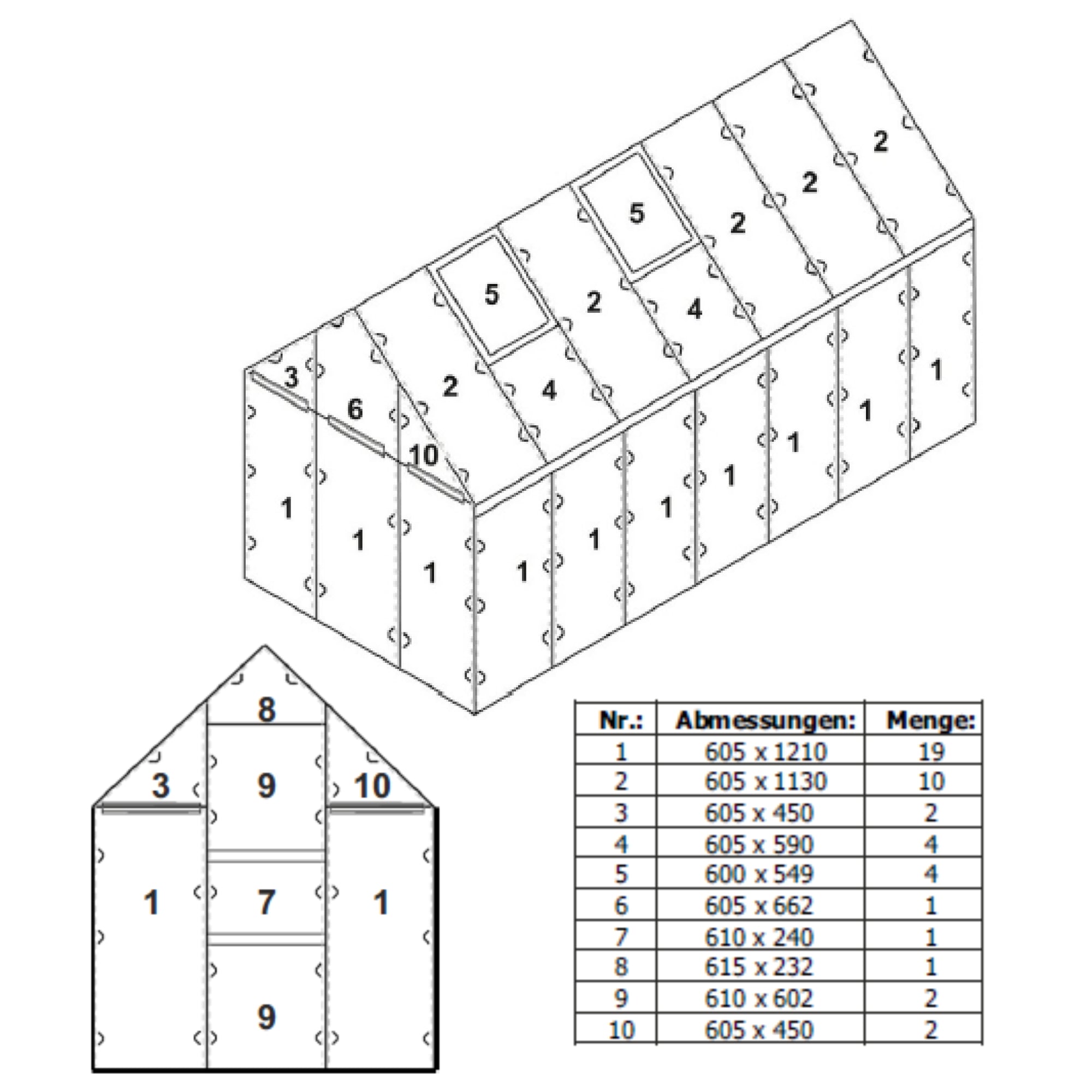 Plaques de polycarbonate alvéolaire, lot de 46, 6 mm, plaques de remplacement