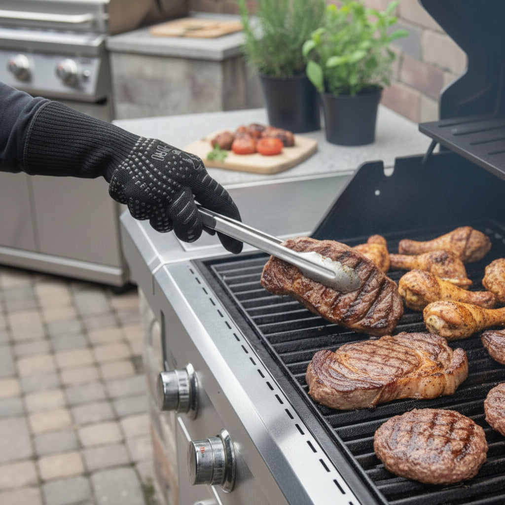 Gants de barbecue, lot de 2, résistants au feu jusqu'à 800 °C, antidérapants