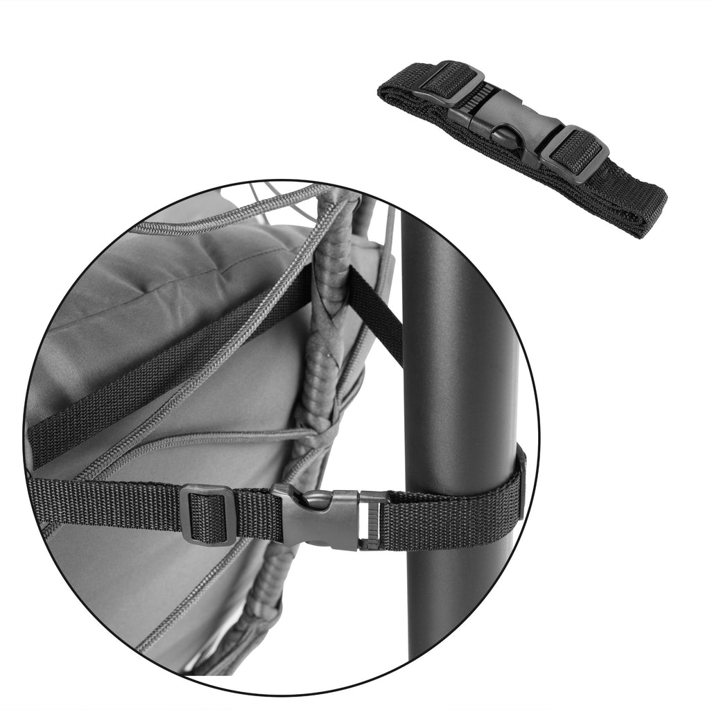 Fauteuil suspendu, assise ronde, structure comprise