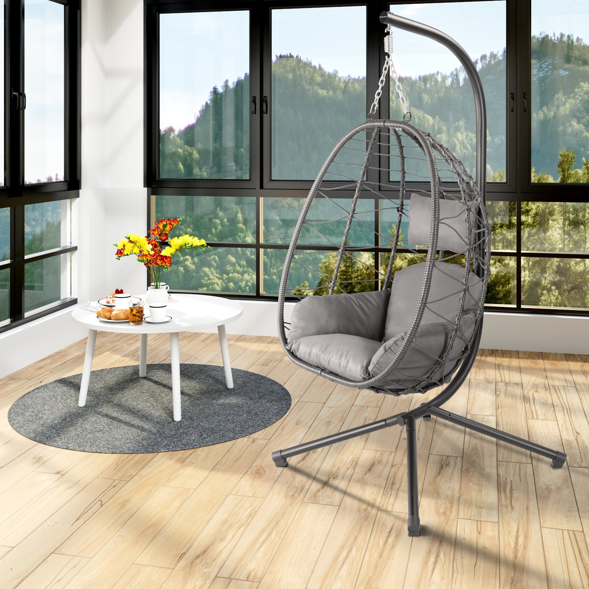 Hanging chair, round seat, including frame