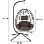 Fauteuil suspendu, assise ronde, structure comprise