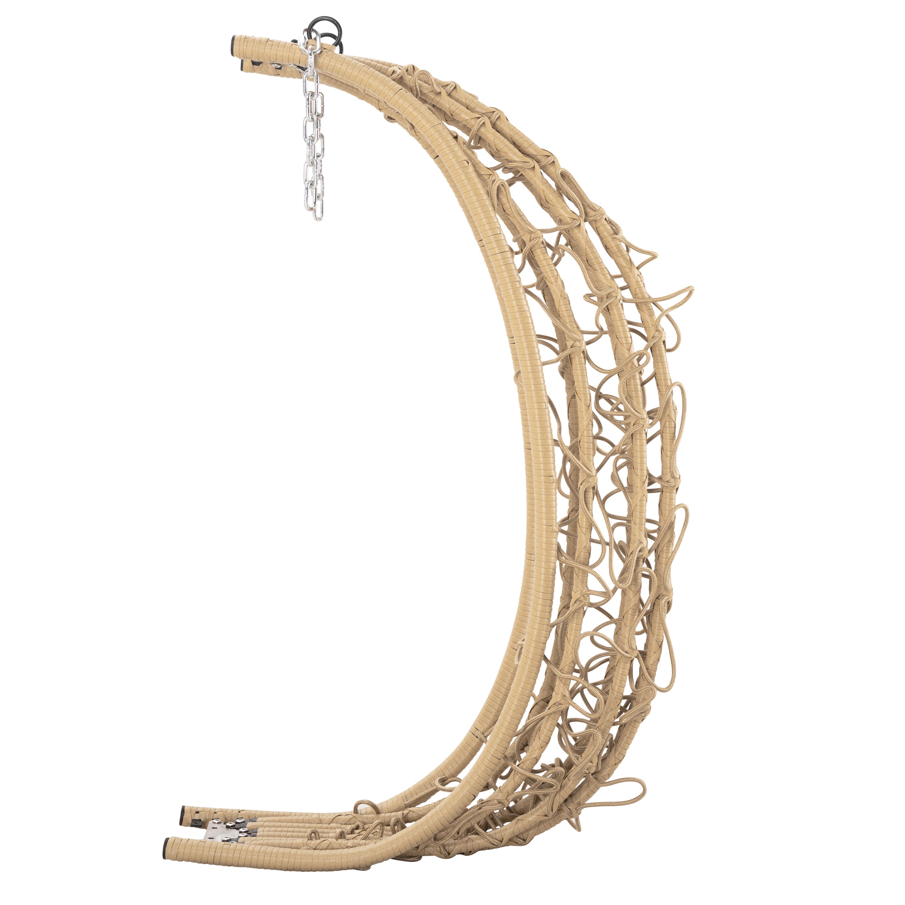 Fauteuil suspendu, assise ronde, structure comprise