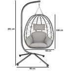 Fauteuil suspendu, assise ronde, structure comprise
