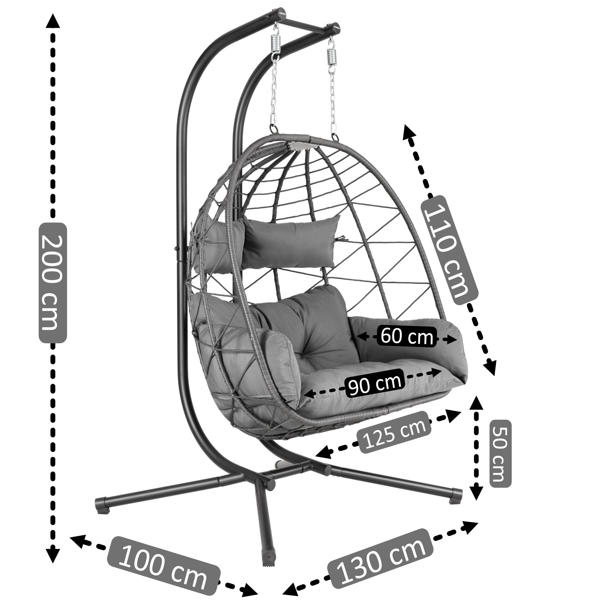 XXL hanging chair, for 2 people, including frame